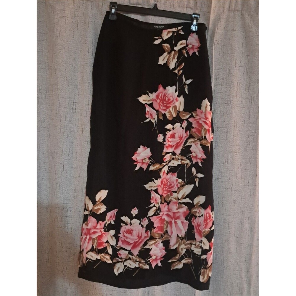 Vtg Y2k Skirt 4 Small Pink Floral Long A-Line Preppy Whimsigoth Feminine Retro